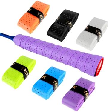 Imagem de Ymapinc 6 peças de fita profissional antiderrapante perfurada absorvente tênis pickleball overgrip badminton overgrip respirável, secagem rápida