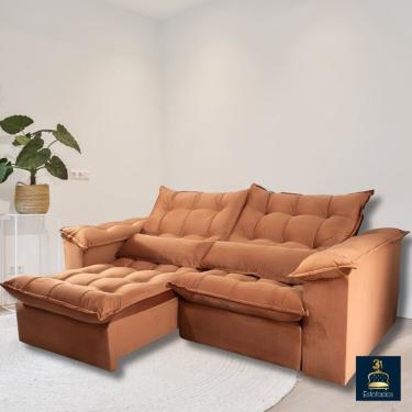 Imagem de Sofá Retrátil e Reclinável Ipanema com 1,50m de Largura e 1,60m de Abertura em Tecido Veludão com Pillow nos Braços e Assentos - 02 Módulos com Montagem Inclusa