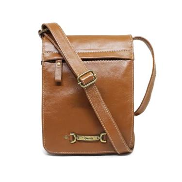 Imagem de Bolsa Carteiro Transversal de Couro Modelo Jimmy - Relicário (Marrom)