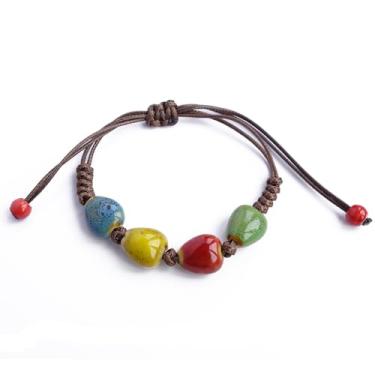 Imagem de Zlanderah Pulseira colorida de contas de coração de cerâmica, pulseiras boho para mulheres modernas, joias hippie presentes para mulheres