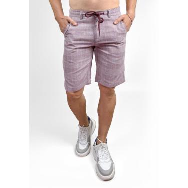 Imagem de Bermuda Short Xadrez Linho Vinho Premium La'Oase Masculino-Masculino