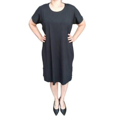 Imagem de Vestido Rodher Básico Curto MC Preto Plus Size-Feminino