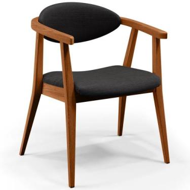 Imagem de Poltrona Decorativa Para Sala de Estar Cecília L02 Linho Chumbo - Lyam