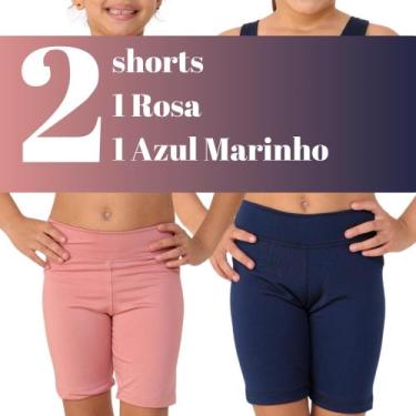 Imagem de Kit com 2 Shorts infantis- JinkingStore para meninas lisa básica, Rosa