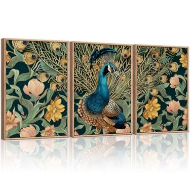 Imagem de HLNIUC Conjunto de arte de parede emoldurada pavões