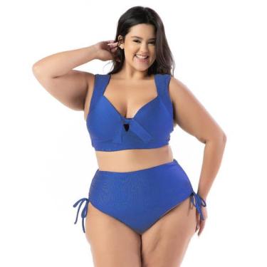 Imagem de Biquíni Plus Size Com Bojo Reforçado Cintura Alta E Textura - WA modas