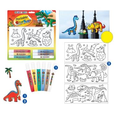 Imagem de Tnfeeon Adesivos de Arte de Pintura de Janela, Sem Panificação de Limpeza Fácil Acrilato de Acrilato Seguro Kit de Pintura de Arte Diy Kid Diy Pintura Brinquedo (Modelo de dinossauro)