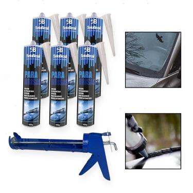 Imagem de Kit 6 Cola Adesivo Para Brisa Vidro Automotivo Com Aplicador