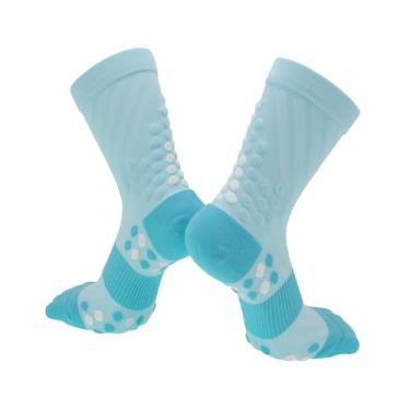 Imagem de TUCKBOLD Meias de ciclismo de secagem rápida, antiderrapante, antifricção, para uso ao ar livre, azul claro, azul escuro, tamanho l, combinação de cores neutra e universal