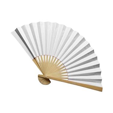 Imagem de ZZTWER Ventiladores de mão dobráveis estilo chinês ventilador de papel dobrável vintage, ventilador de mão ventilador dobrável de papel de bambu para decoração ventilador de mão, festa de casamento de