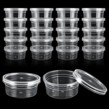 Imagem de Embalagem com 150 recipientes de geleca de 113 g com tampas, pequenos recipientes de armazenamento de plástico para geleca, miçanga, bola de espuma, artesanato DIY