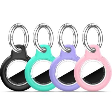 Imagem de Suporte de Airtag à prova d'água atualizado, pacote com 4 com chaveiro Apple AirTag, capa rígida para AirTag, à prova de choque e à prova de arranhões, acessórios para etiqueta Apple - 4 cores