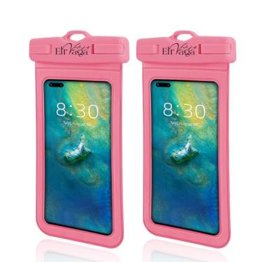 Imagem de Elrvaga Pacote com 2 bolsas de telefone IPX8 à prova d'água para iPhone 16/15/14/13 Pro Max Plus (7,2 polegadas) - natação, mergulho, mergulho com snorkel, à prova de neve - bolsa seca para fotografia