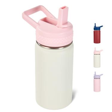 Imagem de Fijinhom Garrafa de água infantil de 340 g, garrafa de água infantil com canudo, garrafa para meninos e meninas para escola, garrafa isolada a vácuo de aço inoxidável 304 para crianças, sem BPA, à