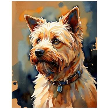 Imagem de Kit de pintura por números Yorkshire Terrier para adultos – Pintura de retrato de cachorro fofo DIY em tela 40,6 x 61 cm, conjunto de tinta acrílica, adequado para iniciantes, arte para decoração de