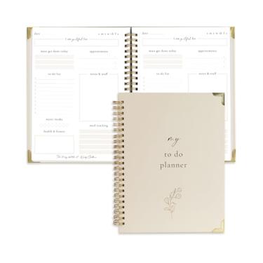 Imagem de Caderno simplificado para fazer – Agenda diária estética para organizar facilmente suas tarefas e aumentar a produtividade – Agenda elegante sem data e material escolar ou de escritório para mulheres