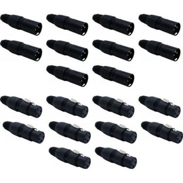 Imagem de Kit 20 Conector Xlr Canon Femea E Macho Preto Sk013 Sk014