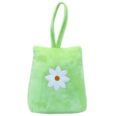 Imagem de CERAYOU Batente de porta decorativo pesado, batente de porta trapézio resistente com alça, protetores de parede de batente de piso de porta de tecido macio, margarida verde claro