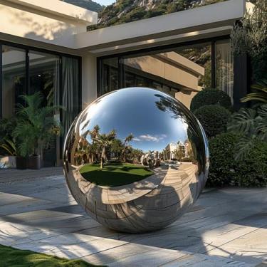 Imagem de OZIS Bola espelhada inflável gigante de 101,6 cm com bomba de ar, bolas grandes e brilhantes para pendurar e ficar em pé, balão hermético de PVC para casamento, evento noturno, decoração de festa de