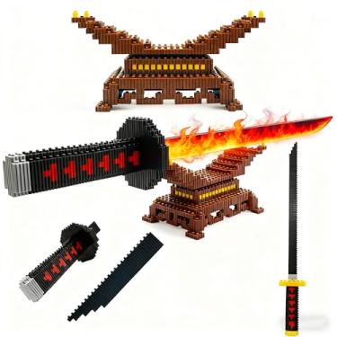 Imagem de Kill Demon Sword Building Kit, 19in Cosplay Anime Sword Building Blocks with Sword Stand, Slayer Katana Sword Model Decor Building Brick Gift for Kid, Adult(Black Fire Sword)