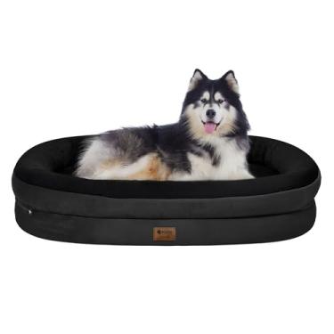 Imagem de Cama grande ortopédica lavável para cães: cama impermeável de espuma viscoelástica para animais de estimação com reforços - capa lavável removível para cama de cachorro GG XXL tamanho extra grande