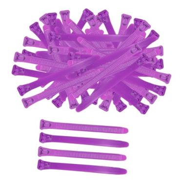 Imagem de KiBcsLic 100 peças anéis de coxa de frango acessórios de galinheiro reutilizáveis ​​com zíper design anéis de pé de aves etiquetas de frango para patos bantam, Roxo