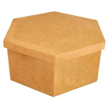 Imagem de Caixa Sextavada Tampa Sapato 25X11 Mdf Madeira Marpax