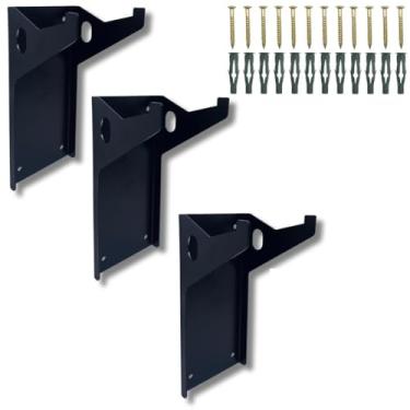 Imagem de Kit 3 Suportes De Parede Aço Robusto Para Botijão De Gás Estilo Moderno (Preto)