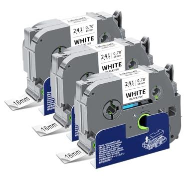 Imagem de Labelwell Pacote com 3 TZe-241 compatível com Brother TZe 18 mm 0,7 polegadas branco laminado TZe-241 TZ241 TZe241 refil de fita para máquina de etiquetas Brother Ptouch PT-D410 PT-D400 PT-D600