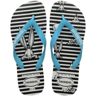 Imagem de Chinelo Havaianas Top Warner Logomania Pernalonga Tira Larga, Branco, 