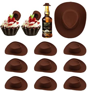 Imagem de HOMICO 20 Peças Mini Chapéus De Cowboy Do Oeste Chapéu Cowgirl Boneca Miniatura Plástico Pacote Festa Para Decorações Artesanato - Marrom