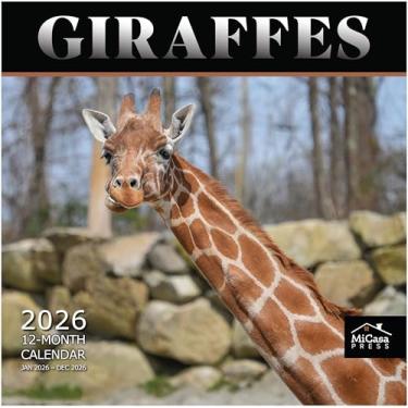 Imagem de MICASA Girafas 2026 Calendário de parede 12 meses | 30,5 cm x 61 cm Aberto | Papel grosso e resistente | Presente | Calendário 2026