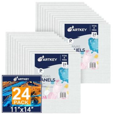 Imagem de Canvas Panels 11x14 Inch 24-Pack, 10 oz Primed 100% Cotton Canvases for Painting, White Blank Flat Canvas Boards for Oil Acrylics Watercolor Tempera Paints