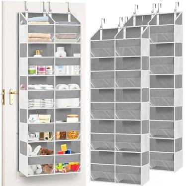 Imagem de Pacote com 2 organizadores sobre a porta, 5 camadas, armazenamento extra grande atrás da porta de 10 compartimentos, capacidade de peso de 36 kg, organizador de porta para armário, organizador de