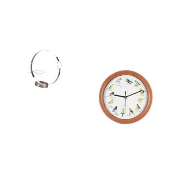 Imagem de Fenteer Suporte para Garrafas de Vinho de Ferro E Relógio de Parede com Pássaros Cantores, Organizador Decorativo para Paredes de Cozinha E Casa, Armazenament