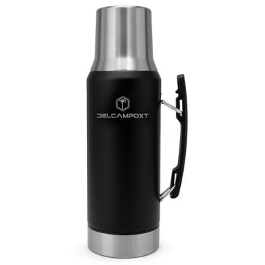 Imagem de DelCampoXT Garrafa térmica Mate Termo com tampa de copo Tapa Vaso – Garrafa térmica de aço inoxidável de 1,2 L (1,916 g) – Mantém as bebidas quentes por horas – Frasco/Termo Mate para bebida mate