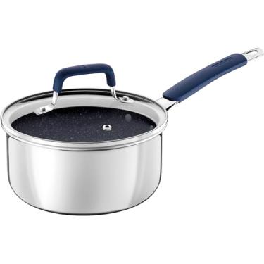 Imagem de Panela Tramontina Romagna Em Aço Inox E Alumínio Com Revestimento Interno Cerâmico Black Stone 18 Cm 2,25 L