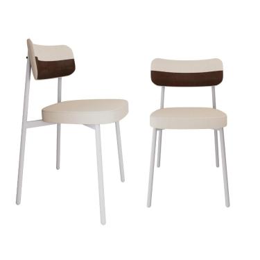 Imagem de Conjunto 2 Cadeiras De Jantar Alloa Corriente Palha Courino Whisky Estrutura Branca