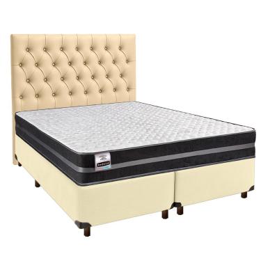 Imagem de Cama + Box Bege E Colchão Molas Ultralastic Queen - Bogota Inducol + Cabeceira