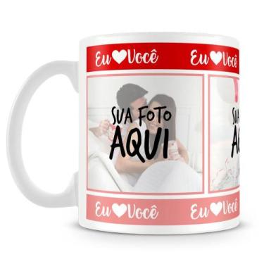 Imagem de Caneca Personalizada Eu Amo Você com 3 Fotos - Amo Canecas
