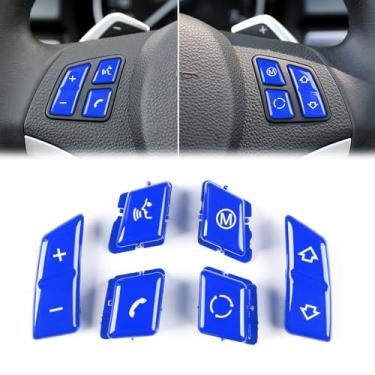 Imagem de FINMOKAL 6 pçs/conjunto de botões de volante de carro M acabamento compatível com BMW 1 X1 3 Series E90 E92 E93 M3/ E81 E82 E87 E88 / E84 (azul)