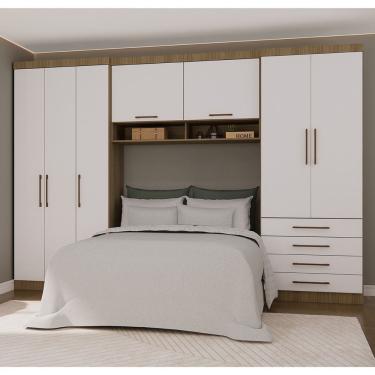 Imagem de Quarto Cs 7 Portas 6 Gavetas E Nichos Paris Luciane Móveis Avelã Pf-branco Pf