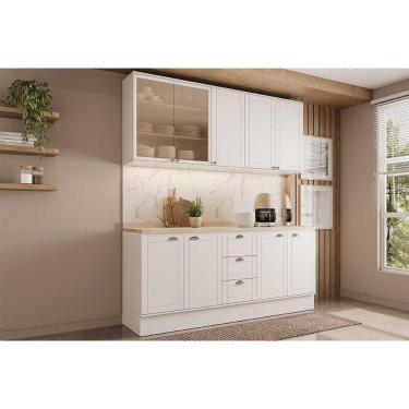 Imagem de Cozinha Completa Bella 4 Peças (2aéreos+2balcões) C4p169 Branco - Carraro