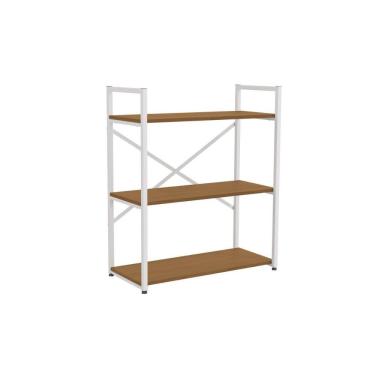Imagem de Estante Livreiro Solteiro Industrial Baixa Li007 C- 3 Prateleiras 72x85cm Canela-branco...