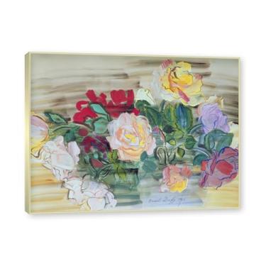 Imagem de Moldura de champanhe. Impressões Raoul Dufy, (As rosas), pôster de viagem vintage, arte impressionista, imagem de arte de parede em tela para decoração de casa. 40 x 50 cm-15,8 x 19,7 pol