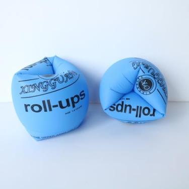 Imagem de 1 par de anéis de braço de natação para adultos e crianças, colete de flutuabilidade de piscina, armazenamento dobrável e uso inflável, capa de manga de flutuabilidade de braço de material de PVC