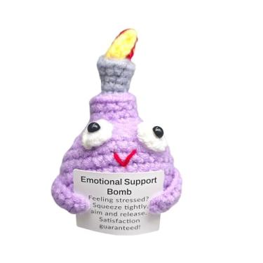 Imagem de Decoração de bomba de crochê feita à mão, decoração divertida, decoração alegre de férias para árvore, casa, escritório, cornija, prateleira, mesa, presente para pai, mãe, avó, tia, família, alegria