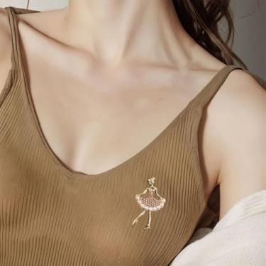 Imagem de Broche de balé dançante, broche de strass de cristal para mulheres, saia dançarina de balé, joias presentes para festa de aniversário de casamento, one size, Plástico, plástico