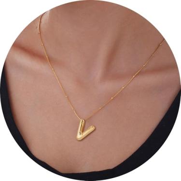 Imagem de Colar com pingente de letra inicial 3D de aço inoxidável, pingente de alfabeto personalizado para uso diário e, F, Aço inoxidável, Sem Pedra Preciosa