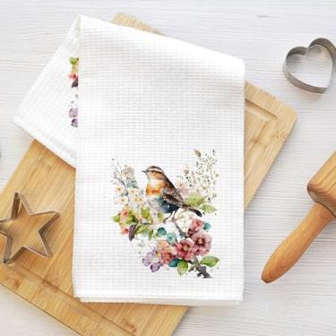 Imagem de Toalhas de cozinha de pássaros em aquarela, toalha de mão macia absorvente, panos de prato de flores para cozinha, banheiro, sala de estar, casa, presentes de inauguração de casa para mulheres mãe tia